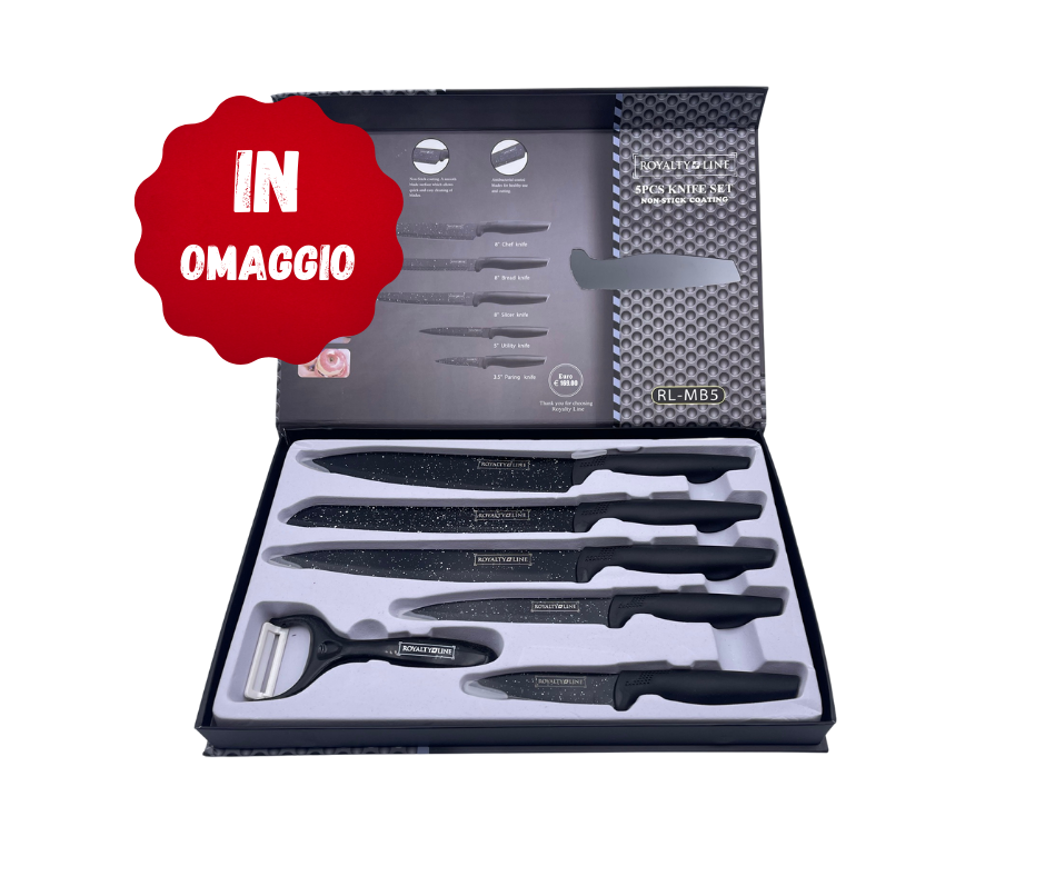 BATTERIA DI PENTOLE BAVARIA 12 PEZZI IN ACCIAIO INOX + OMAGGIO SET COLTELLI