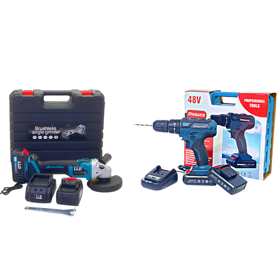 KIT 2 IN 1 SMERIGLIATRICE + TRAPANO AVVITATORE